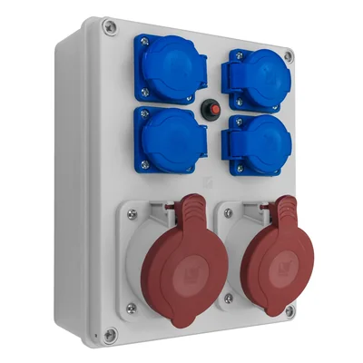 Розподільний щит R-BOX 240: 2x32A/5P, 4x250V, 400V, IP44, 1x теплове реле
