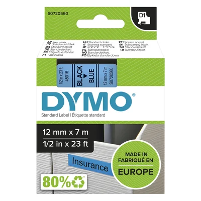 Ruban D1 - 12 mm x 7 m, noir/bleu