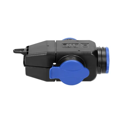 Rubber branch 3 round sockets, 3x2P+E, 250V~16A, IP44 black
