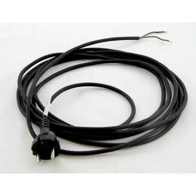 Rubber connection cable with molded straight plug, black, 250V~/10A H05RR-F 2x1mm² - 5m PZ1P-5-G