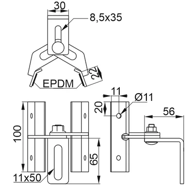 RUBTE Verstellbarer Halter für trapezförmiges Blech, Blechdicke - 3 mm