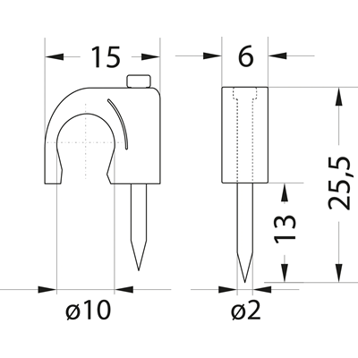 Runder Kabelhalter Ø 10 mm FLOP-10