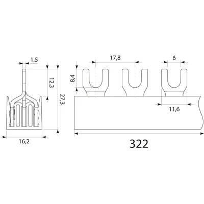S18 3F-12 graue Stromschiene