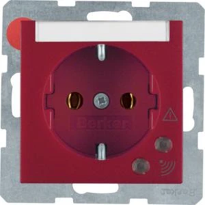 S.1/B.3/B.7 SCHUKO socket with overvoltage protection, red