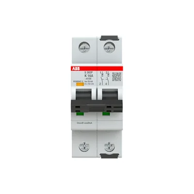 S302P-K16 circuit breaker | 2P | K character | 16A | 25kA | AC |