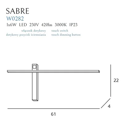 SABRE Lampa ścienna 6W 420lm 3000K IP23 biała