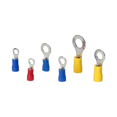 Sada kabelových ok, očkové svorky, 120 ks. 25x1mm2, M4; 20x2,5mm2, M4; 20x2,5mm2, M5; 20x2,5mm2, M6; 20x6mm2, M6; 20x6mm2, M8