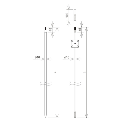 Sada skládacích zemnících elektrod fi16 / 2x1500mm + žárově pozinkovaný zemnící konektor