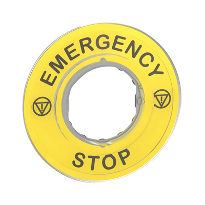 Safety button label yellow