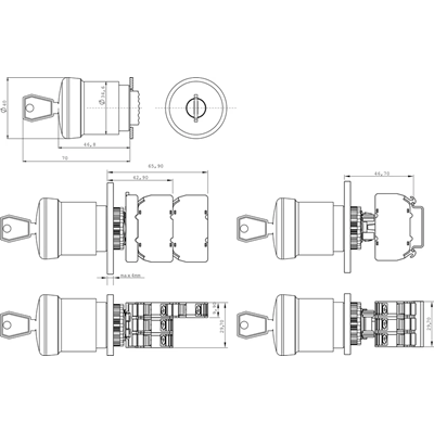 Safety button with key 1 NC contact