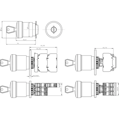 Safety button with key 1 NC contact
