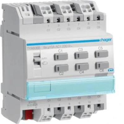 Salida binaria KNX de 6 vías 10A 4 módulos