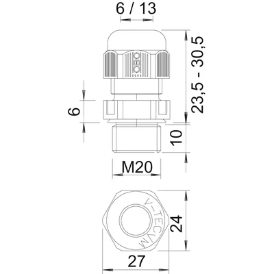 Сальник V-TEC VM M20X1.5 J.SZ.