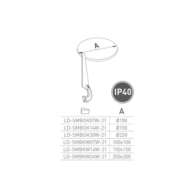 SAMBA LED LUMINAIRE, 20W, 1600lm, AC175-250V, 50/60 Hz, PF>0.9, RA>80, IP40, 120°, 4000K, ROUND, 2in1