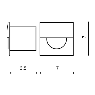 SANE FL 60 Lampada da incasso per scale, nera