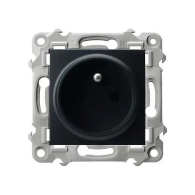 SAPPHIRE Einzelsteckdose mit Erdung, schwarzmetallic