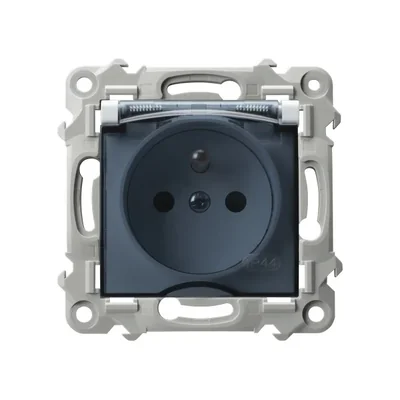 SAPPHIRE Presa resistente agli spruzzi d'acqua con messa a terra IP-44, coperchio trasparente, bianco