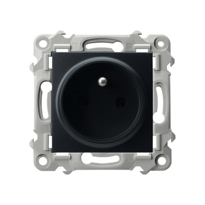 SAPPHIRE Single socket with grounding, black metallic