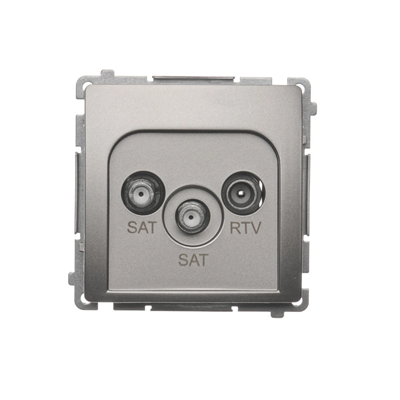 SAT-SAT-RTV Doppelend-Satellitenantennendose (Modul) satiniert (metallic)