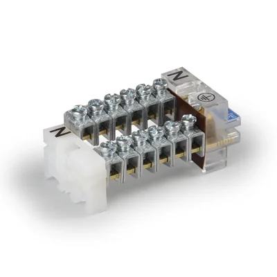 Sbarre collettrici con terminali N e PE, 450V/750V, Cu, N 6x16mm², PE 6x16mm²