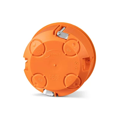 Scatola da incasso per pareti vuote con coperchio interno avvitato P80F fi80mm arancio