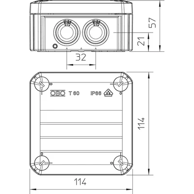 Scatola di derivazione T 60 F con cavi