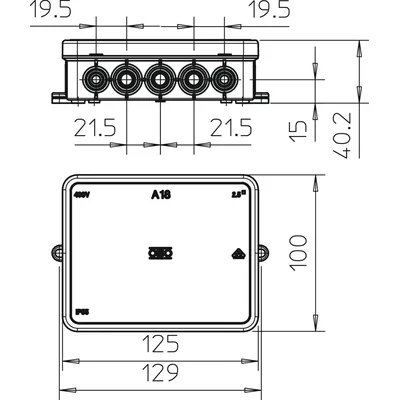 Scatola di installazione A-SERIES A18 senza morsettiera IP55