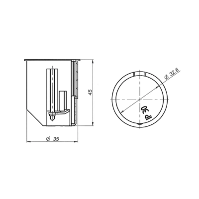 Scatola installazione lampada da parete per pareti vuote P32 fi32mm blu