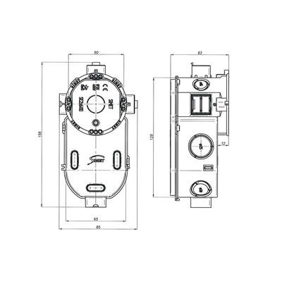 Scatola seriale da incasso per elettronica, chiusa su un lato SE2x60 2xfi60, blu intenso