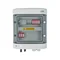 Scheda di connessione DCAC ermetica IP65 EMITER con scaricatore di sovratensione DC Dehn 1000V tipo 2 1 x stringa FV 1 x MPPT scaricatore di sovratensione AC Dehn tipo 2 16A 3-F RCD tipo A 40A/300mA