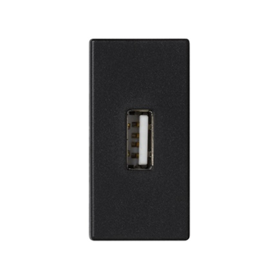 Scheda K45/2 connettori USB tipo A femmina 22,5x45mm + presa, grigio grafite