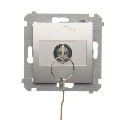 Schlüsselschalter Taster (Modul) 2-Position 0-I Schließerkontakt 5 A 230V 0 Silber (Metallic)