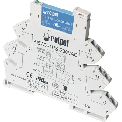Schnittstellenrelais mit schmalem Profil: 1P – ein Wechslerkontakt PIR6WB-1PS-24VDC-R