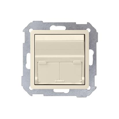 Schräge RJ45 x2 Buchsenabdeckung beige