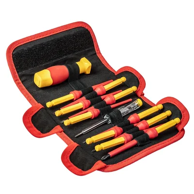 Schraubendreherbits mit Halter 1000V, 12 Stück.