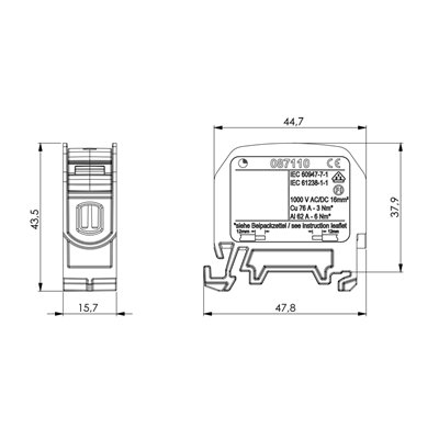 Schraubschienenverbinder 16mm² grün