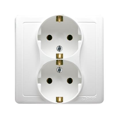 Schuko double socket outlet, white