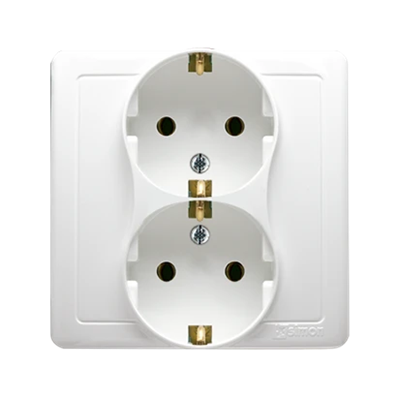 Schuko double socket outlet, white