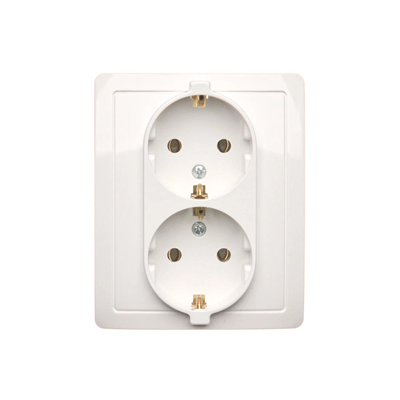 Schuko double socket outlet, white