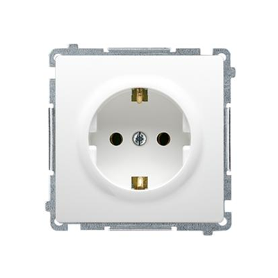 Schuko earthed plug socket (module) with current path shutters, 16A, 250V, screw terminals, white