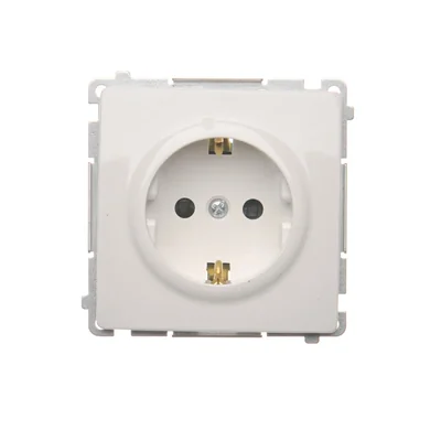 Schuko earthed plug socket (module) with current path shutters, 16A, 250V, screw terminals, white