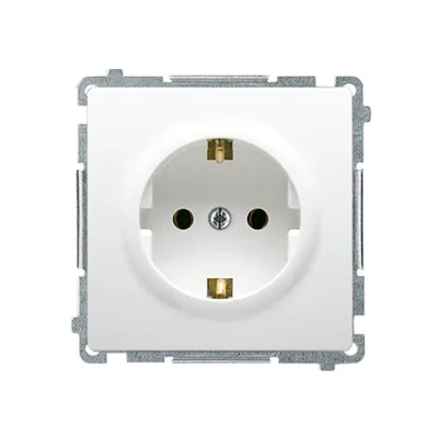 Schuko earthed plug socket (module) with current path shutters, 16A, 250V, screw terminals, white