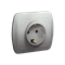 Schuko earthed socket outlet, with shutters for current paths, 16A, 250V, screw terminals, silver (metallic)