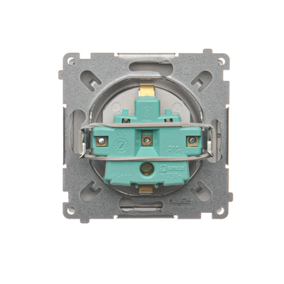 Schuko grounded socket outlet (module), 230V, metallic stainless steel
