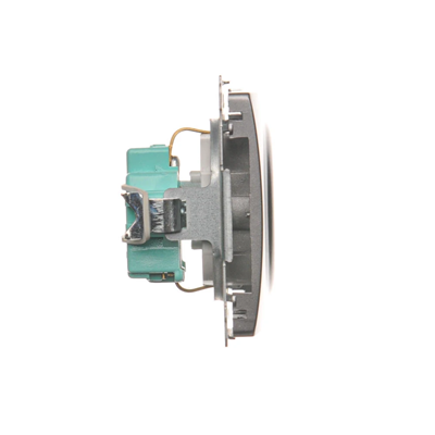 Schuko grounded socket outlet (module), 230V, metallic stainless steel