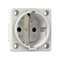 Schuko plug socket 16A 2P+E 230V 50/60Hz IP54, side connection flange 50X50, child protection, nickel-plated contacts
