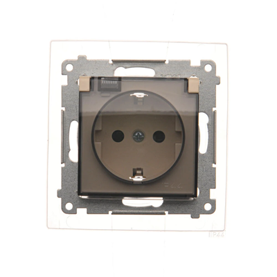 Schuko socket for IP44 version with shutters and frame gasket (module) 230V, cream
