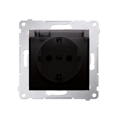 Schuko socket for IP44 version with shutters and frame gasket (module) 230V, metallic anthracite