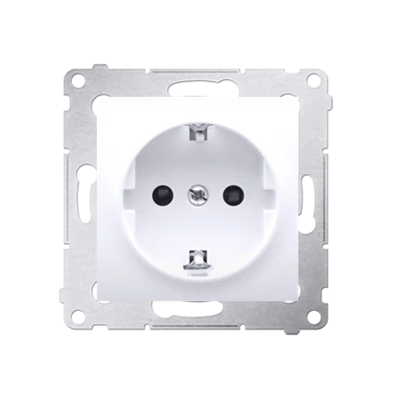 Schuko socket with covers (module) 16A, 250V, quick connectors, white