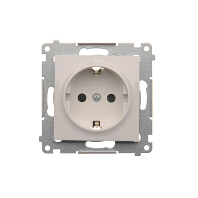 Schuko socket with covers (module) 16A, 250V, quick connectors, white
